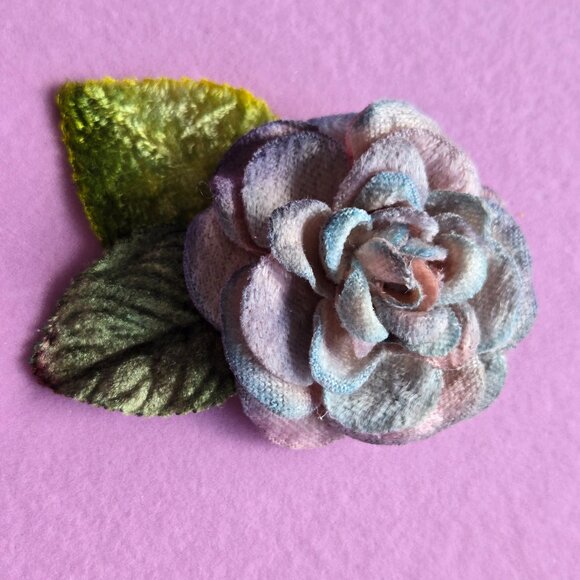 Blue Velvet Rose Hair Clip | Romantic Hair Accessory - Picture 3 of 8
